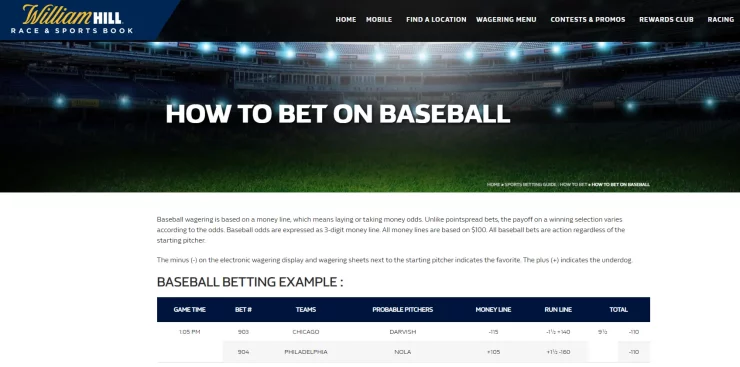BEST MLB BETTINGS william Hill png